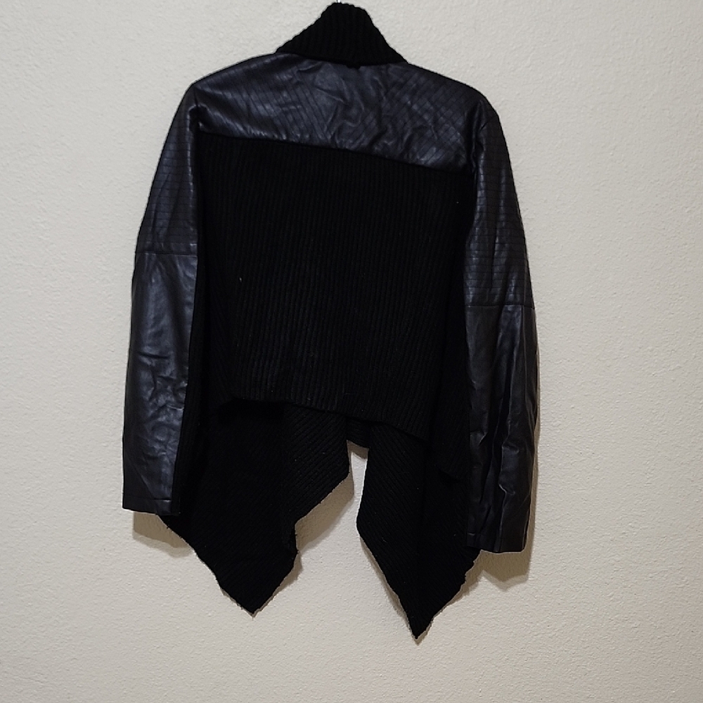 Black Women's Sweater with Leather Accents - Picture 7 of 10